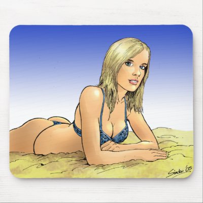 Beautiful Girl at the Beach Mousepad by TheSinx