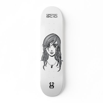 Beautiful Girl (Bullet and Tears) Skateboard BW by cartoonacid