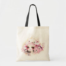 Beautiful girl with cute bunnies canvas bags