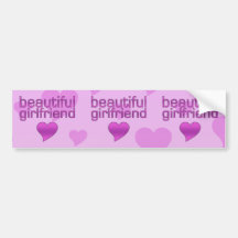 Beautiful Girlfriend Pink & Purple Love Hearts Bumper Sticker