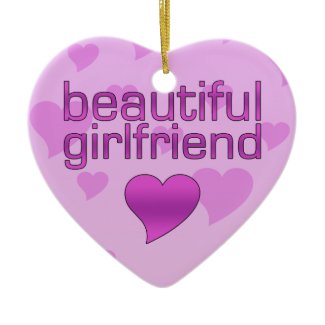 Beautiful Girlfriend Pink & Purple Love Hearts ornament