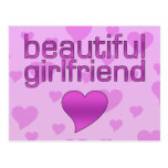 Beautiful Girlfriend Pink & Purple Love Hearts postcards