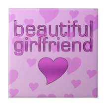 Beautiful Girlfriend Pink & Purple Love Hearts Ceramic Tile