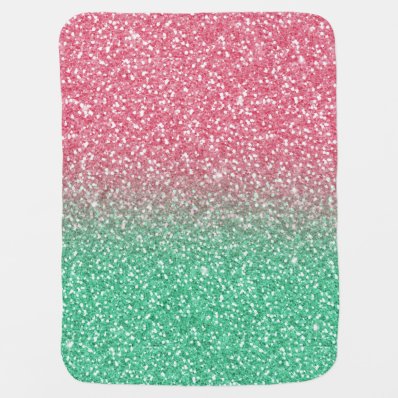 Beautiful girly pink green faux glitter effects swaddle blankets