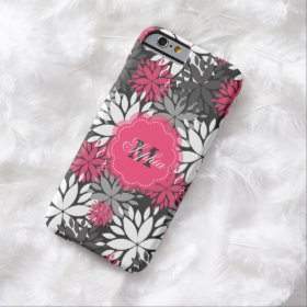 Beautiful girly trendy monogram floral pattern barely there iPhone 6 case