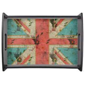 Beautiful girly trendy vintage floral U.K. Flag Service Trays