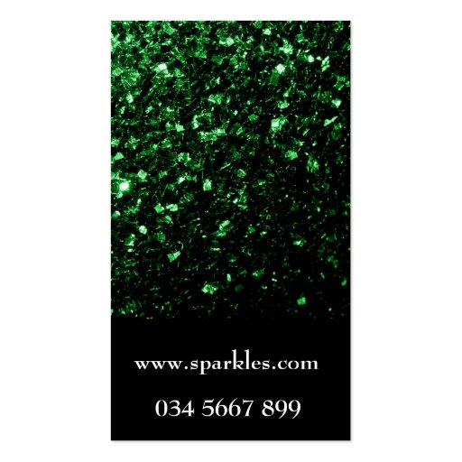 Beautiful Glamour Green glitter sparkles Business Card Template (back side)