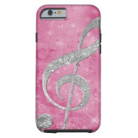 Beautiful glittery effect silver treble clef iPhone 6 case
