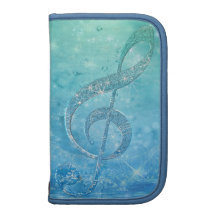 Beautiful glittery shining effect blue treble clef planner