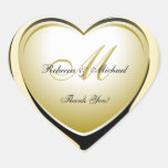 Beautiful Gold Heart Wedding Thank You Sticker