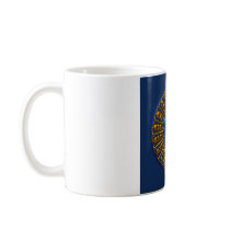 Beautiful gold ornament on blue mugs