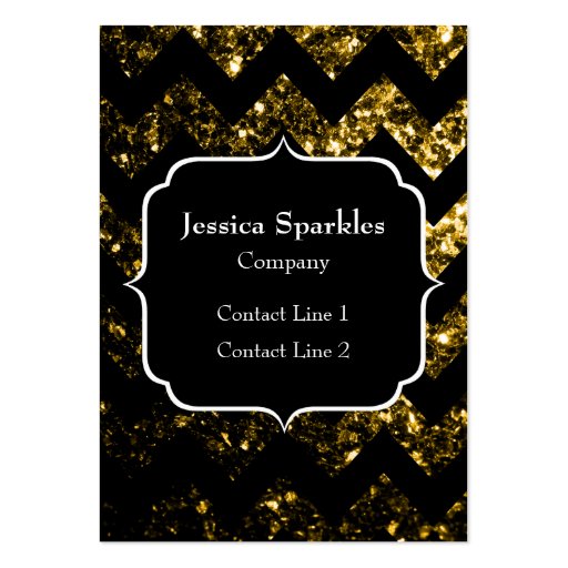 Beautiful Gold sparkles with Chevron and Monogram Business Card Templates (front side)