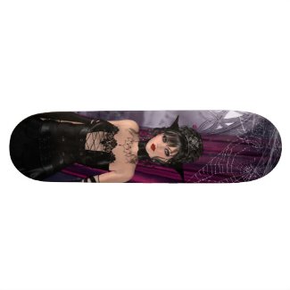 Beautiful Gothic Queen & Cobwebs skateboard