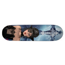 Beautiful Gothic Queen & Skull Cross Skate Board Decks