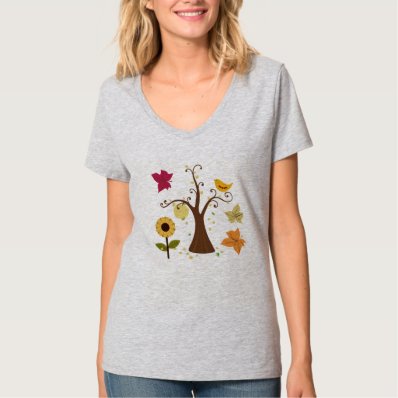 beautiful graphic fall yellow color trees, flower tee shirts