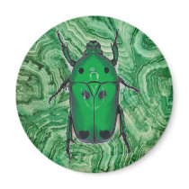 Beautiful Green Beetle On Malachite magnets by JuJuGarden Beautiful Green Beetle On Malachite magnets