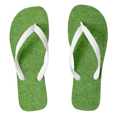 Beautiful green grass texture from golf course flip flops