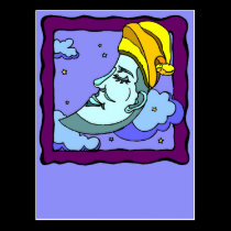 Beautiful Half Moon Illustration on Cards postcards