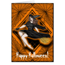 Beautiful Halloween Witch Greeting Cards