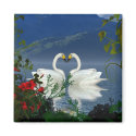 Beautiful heart swans red flowers 1 magnets