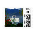 Beautiful heart swans red flowers 1 postage