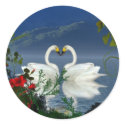 Beautiful heart swans red flowers 1 stickers