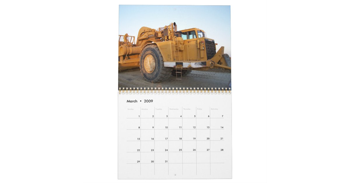 Beautiful Heavy equipment calendar Zazzle