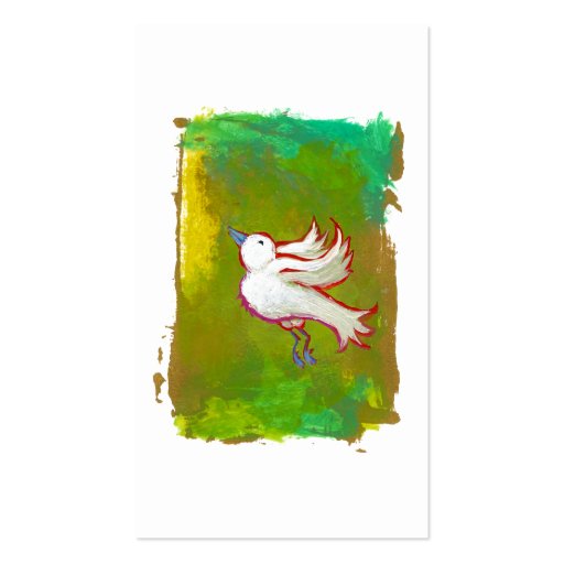 Beautiful hopeful inspirational white bird fun art business cards (front side)