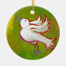 Beautiful hopeful inspirational white bird fun art christmas tree ornament