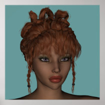Beautiful Hot 3D Redhead Woman Model Digital Art