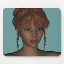Beautiful Hot 3D Redhead Woman Model Digital Art Mousepad