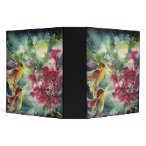 Beautiful Hummingbirds at Night Silk Art Binder