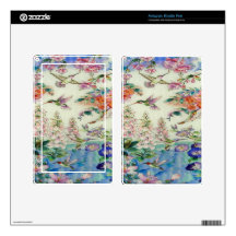 Beautiful Hummingbirds Flowers Stained Glass Art Skin For Kindle Fire