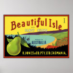 Beautiful Isle Australian Pear Crate Label Poster