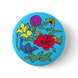 Beautiful Japanese Flower Art Pinback Button