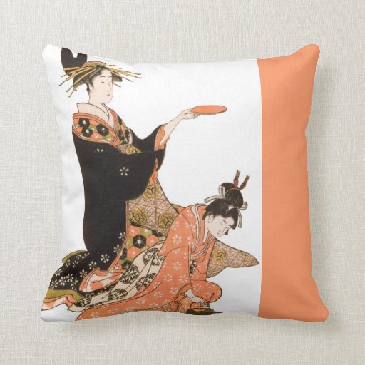 Beautiful Japanese Geisha Design Throw Pillows Zazzle