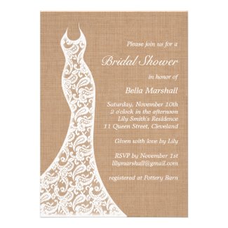 Beautiful Lace & Burlap Bridal Shower Invitation