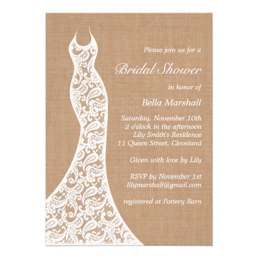 Beautiful Lace & Burlap Bridal Shower Invitation