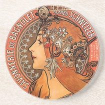 Beautiful ladies profile - Mucha Drink Coaster