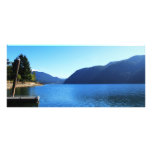 beautiful lake and mountain landscape blue rack card design