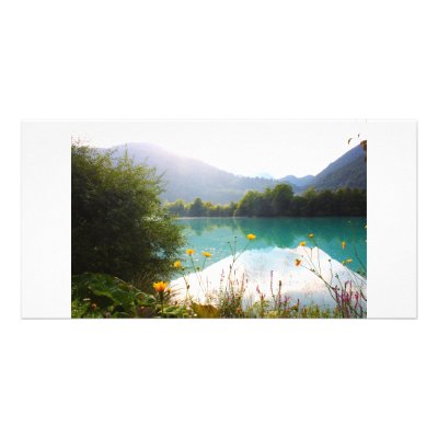 Beautiful lake in the Alps, Slovenia Photo Card Template by a1luha