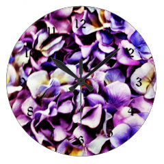 Beautiful Lavender Purple Hydrangea Flower Petals Clocks