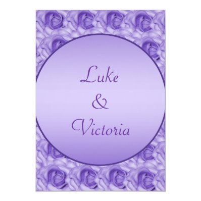 Beautiful Lavender Roses Wedding 5" X 7" Invitation Card