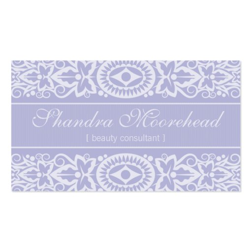 Beautiful Lilac Beauty Consultant Business Card (front side)