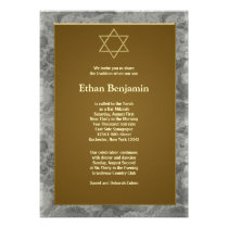 Beautiful Marble Gray Star of David Bar Mitzvah invitations