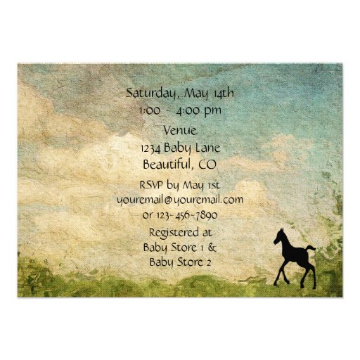 Beautiful Mare and Foal Horse Baby Shower Invite
