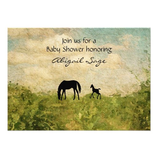 Beautiful Mare and Foal Horse Baby Shower Invite