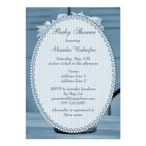 Beautiful Mason Jar & Daisies Blue Baby Shower Personalized Announcements