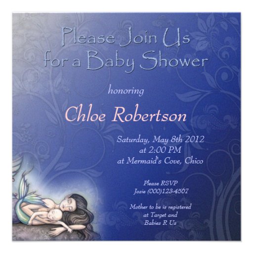 Beautiful Mermaid Baby Shower Invitations