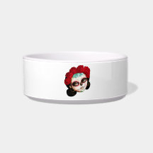 Beautiful Mexican Catrina Cat Water Bowl